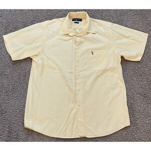 Ralph Lauren Shirt Mens Button Up Yellow Cotton‎ Pony Short Sleeve size Large